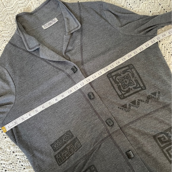 Piccalino Plus Aztec Tile Button Front Jacket Vintage Gray (XXLarge) - Picture 4 of 5
